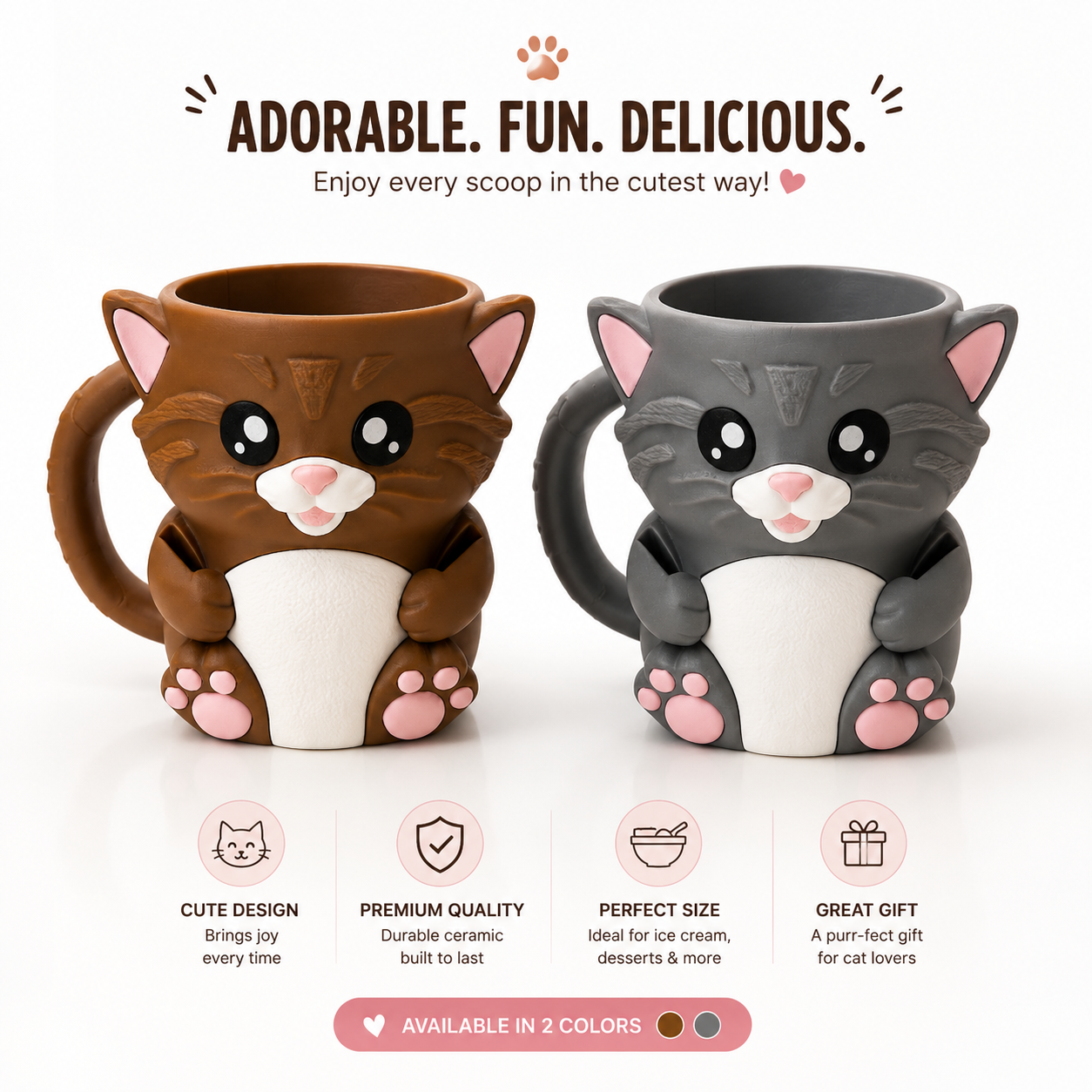 Cat Ice Cream Cup Holder & Container